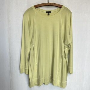 Eileen Fisher Butter Yellow Tencel Jersey Long Sleeve Scoop Neck Top Size M EUC
